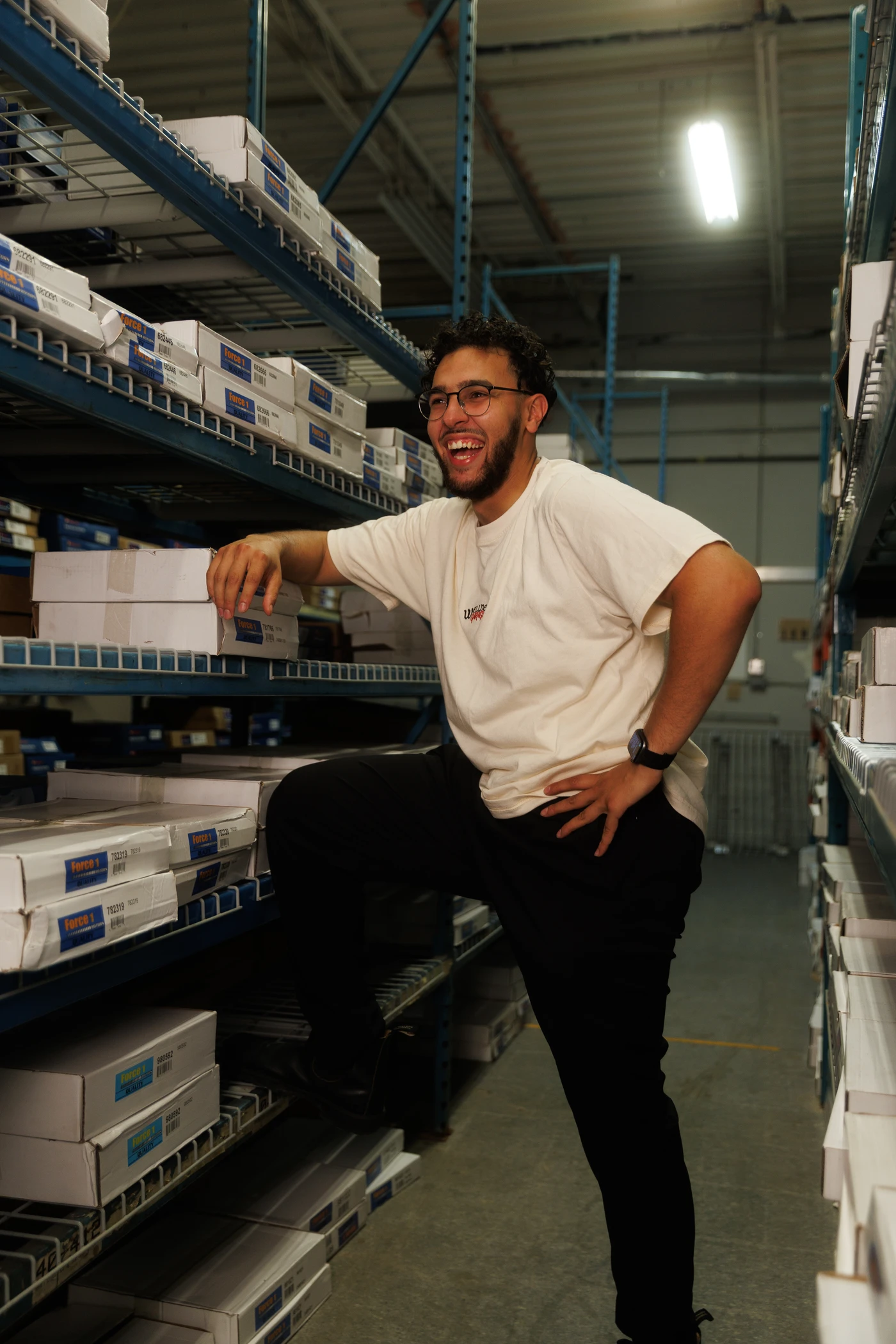 Streetwear campaign shoot in a shoe warehouse by Orbis Media